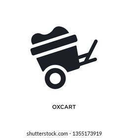 black oxcart isolated vector icon. simple element illustration from transportation concept vector icons. oxcart editable logo symbol design on white background. can be use for web and mobile