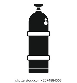 Black oxygen tank icon illustrating scuba diving equipment for underwater exploration