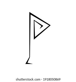 Black P letter logo with triangles. Nested triangle. Vector abstract logo design template. 