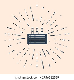 Icono de botellas de cerveza negro aislado en un fondo beige. Caja de madera y botellas de cerveza. Cartel de la caja de cerveza del cajón. Resumen de puntos aleatorios de círculo. Ilustración vectorial