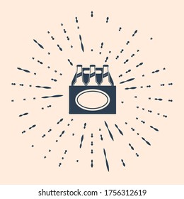 Black Pack of beer bottles icon isolated on beige background. Case crate beer box sign. Abstract circle random dots. Vector Illustration