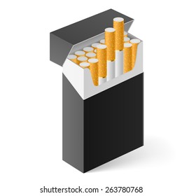 Black Pack of cigarettes isolated on white