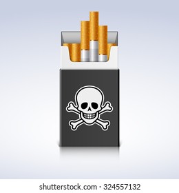Black pack of cigarettes with skull