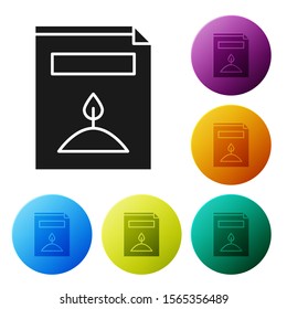 Black A pack full of seeds of a specific plant icon isolated on white background. Set icons colorful circle buttons. Vector Illustration