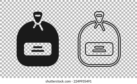 Black Pack full of seeds of a specific plant icon isolated on transparent background.  Vector