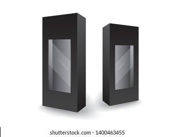 Black package box vector, package design, 3d box, product design, realistic packaging for cosmetic or medical, paper boxes.