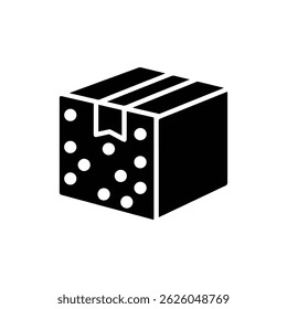 Schwarzes Paket-Symbol in Schutzblasenumschlag eingeschlossen