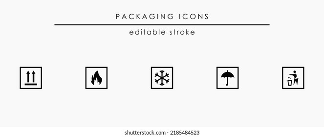 Black packaging symbols vector set