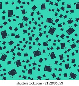 Black Packet of pepper icon isolated seamless pattern on green background.  Vector