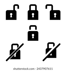 Conjunto de iconos de bloqueo de almohadilla negra