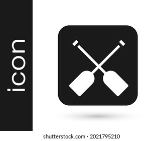 Black Paddle icon isolated on white background. Paddle boat oars.  Vector