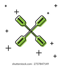 Black Paddle icon isolated on white background. Paddle boat oars.  Vector