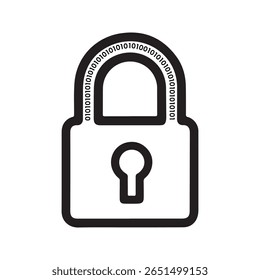 Black padlock with binary code pattern security protection