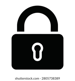 A black padlock icon with a keyhole on a white background, representing security and protection