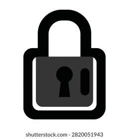 A black padlock icon with a keyhole on a white background, representing security and protection
