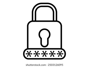 Icono de candado negro con Contraseña que representa la ciberseguridad en Internet