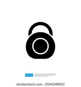 Black Padlock Icon Representing Security, Protection, and Privacy on a Clean White Background