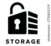 Black padlock icon with storage data server secure protection symbol security concept icon