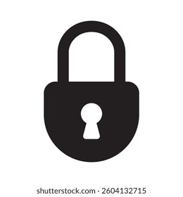 Black padlock icon symbolizing security, privacy, and protection. Perfect for cybersecurity, safety, data protection, and access control themes in digital and print projects.
