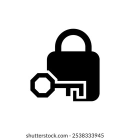Black Padlock Key icon eps 10