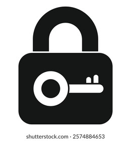 Black padlock with keyhole and key showing security concept