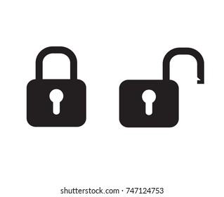 black padlock locked and unlocked lock vector web icon on white background