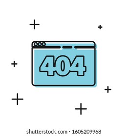 Black Page with a 404 error icon isolated on white background. Template reports that the page is not found.  Vector Illustration