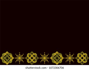 Black page template with an intricate golden border