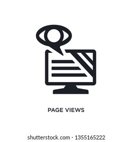 black page views isolated vector icon. simple element illustration from big data concept vector icons. page views editable black logo symbol design on white background. can be use for web and mobile