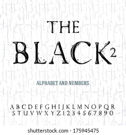 Black Paint alphabet and numbers, vector illustration.