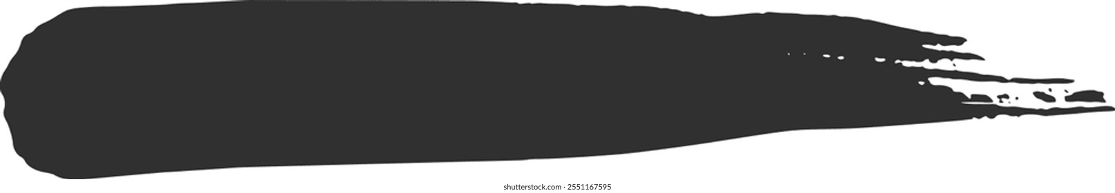 Black paint is applied with a brush stroke, creating an abstract shape on a white background, ideal for adding a touch of artistic expression to designs