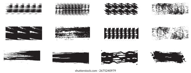 Fondos de pintura negra y salpicaduras. Fondos de cajas de pintura de trazo de pincel Grunge. Elementos de diseño Grunge. Marcador de pintura negra Grunge pinta el Vector. 