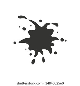 Black paint blot vector icon. Cartoon paint ink splashe.