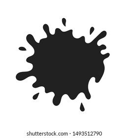 Black paint blot vector icon. Cartoon paint ink splashe.