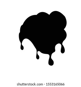 Black paint blot vector icon. Cartoon paint ink splashe.