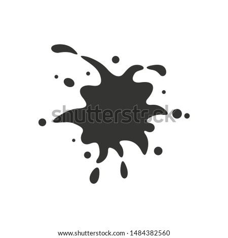 Black paint blot vector icon. Cartoon paint ink splashe.