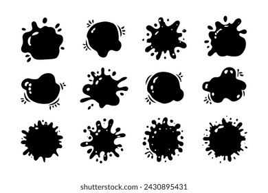 Black paint blots collection of vector icons.