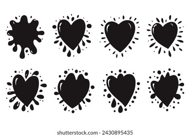 Black paint blots collection of vector icons.