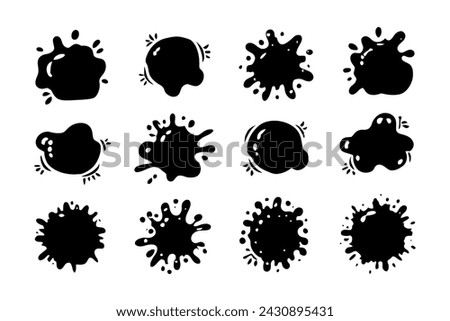 Black paint blots collection of vector icons.