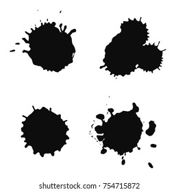 Black paint blots on white background. Abstract vector illustration
