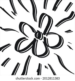Black paint brush flower strokes vector seamless pattern. Hand drawn curved and wavy lines with grunge circles. brush scribbles decorative texture. Messy doodles, bold curvy lines illustration.