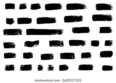 Pincel de pintura negro. Línea de trazo de textura Grunge. Ilustración vectorial gráfica de pincelada