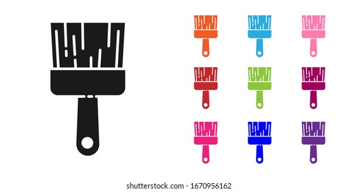Black Paint brush icon isolated on white background. Set icons colorful. Vector Illustration