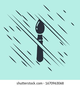 Icono de pincel de pintura negra aislado en fondo verde. El estilo de Glitch. Ilustración vectorial