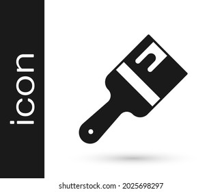 Icono de pincel de pintura negra aislado en fondo blanco.  Vector