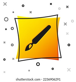 Schwarz-Paint-Symbol einzeln auf weißem Hintergrund. Gelber Quadrat-Knopf. Vektorgrafik
