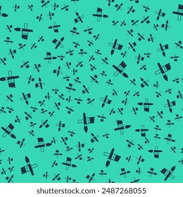 Black Paint brush icon isolated seamless pattern on green background.  Vector