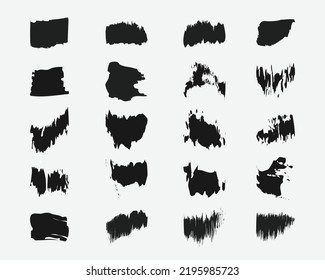 Black paint brush spots highlighter lines, Vector illustration