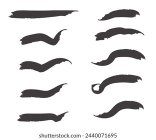 black paint brush stroke, abstract grunge banner and vector decoration elements