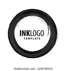 black paint, brush stroke round frame